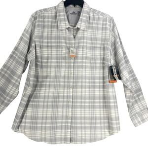 Ridege Cut Womens Shirt Shacket Top 100% Cotton Button Sz 2X Plaid Hike Outdoor